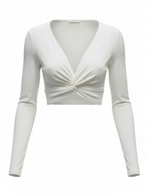 SKIMS Cotton Twist Long Sleeve Crop Top Shirt Marble White 3X NWT